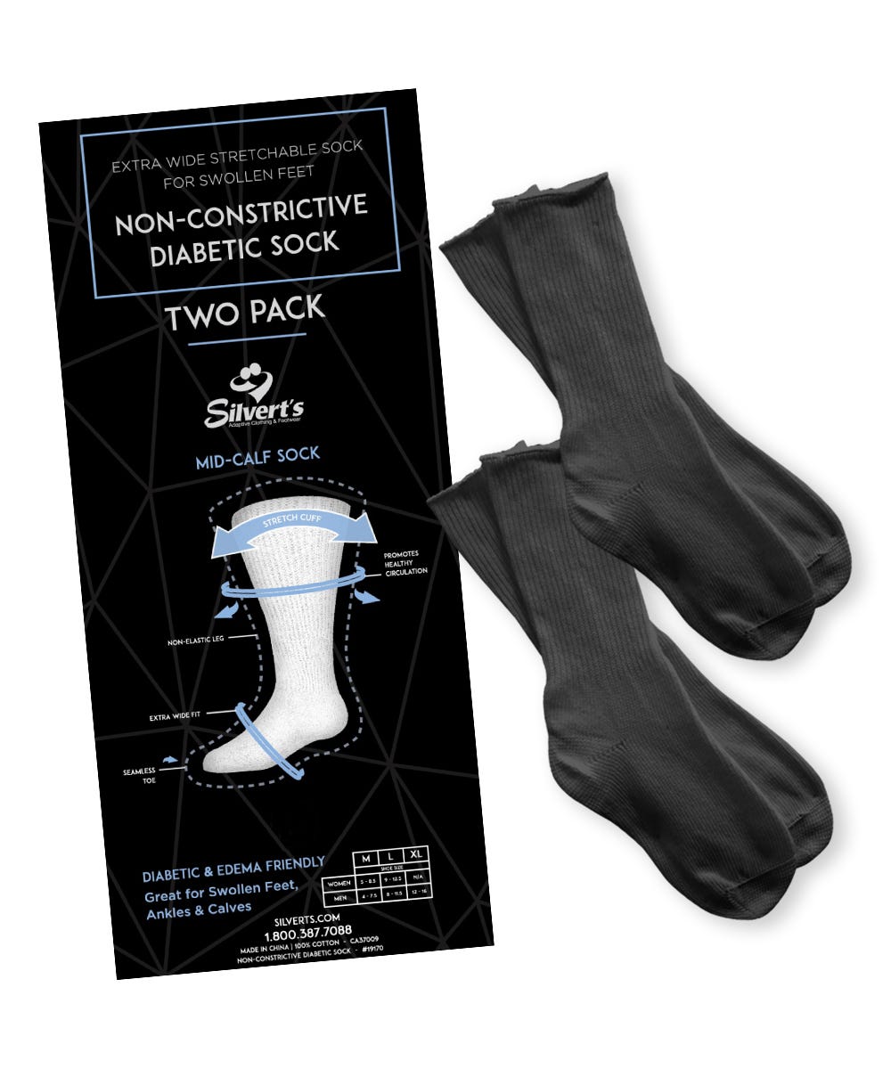 2 Pack - Extra Wide Edema Diabetic Socks for Men and Women - Silverts 6