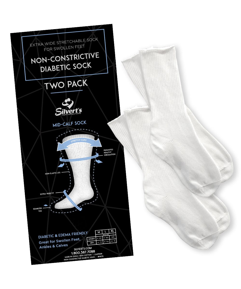 2 Pack - Extra Wide Edema Diabetic Socks for Men and Women - Silverts 2