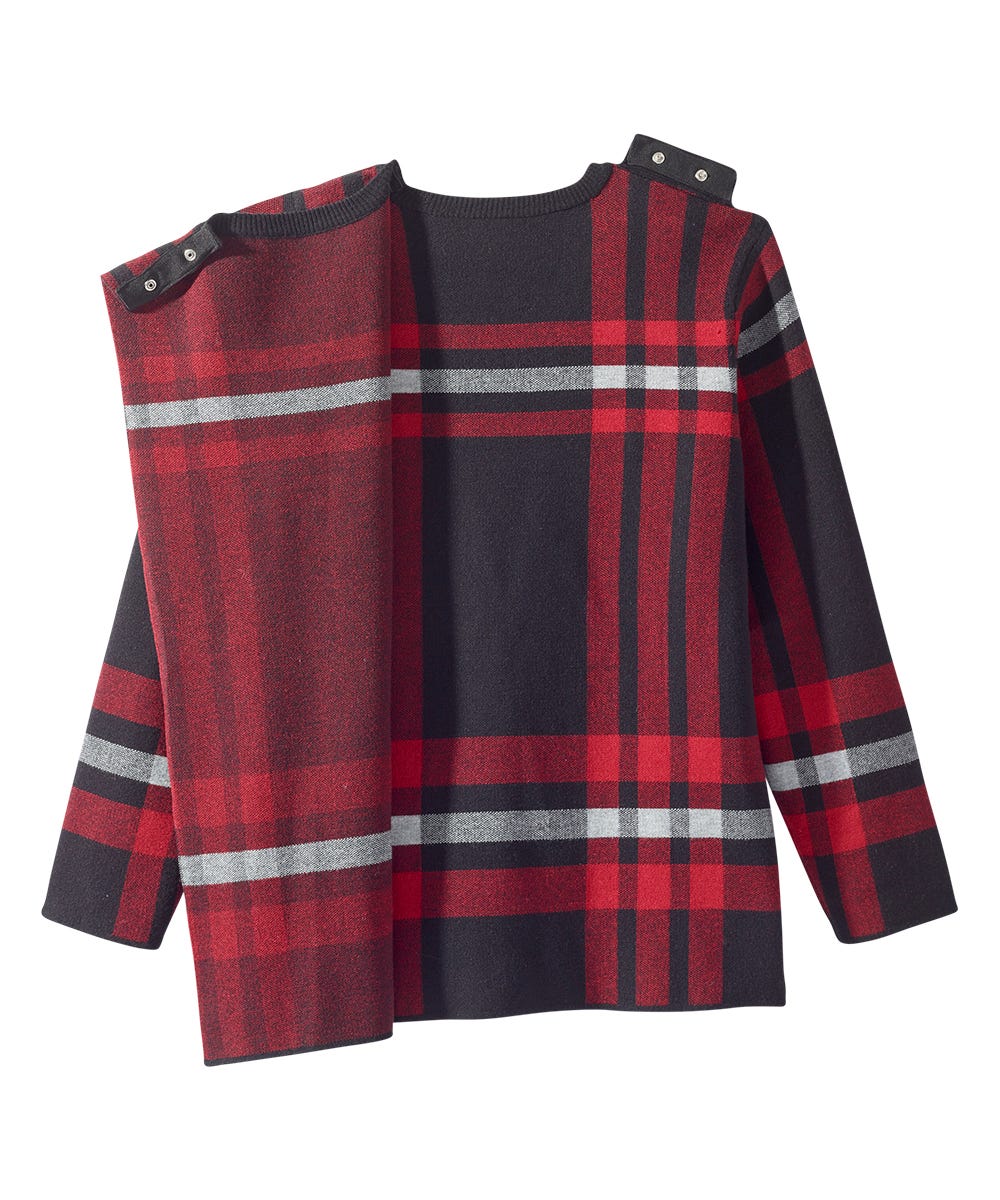 Women's Open Back Plaid Crew Neck Sweater - Silverts 9