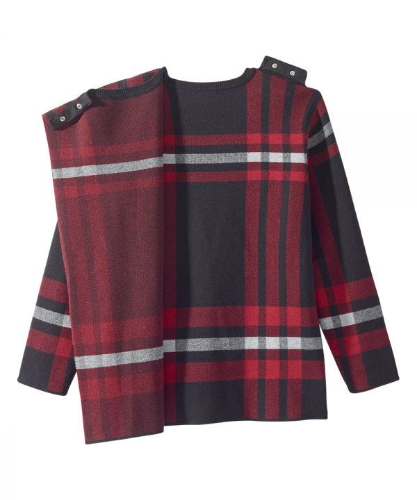 Women's Open Back Plaid Crew Neck Sweater - Silverts 7