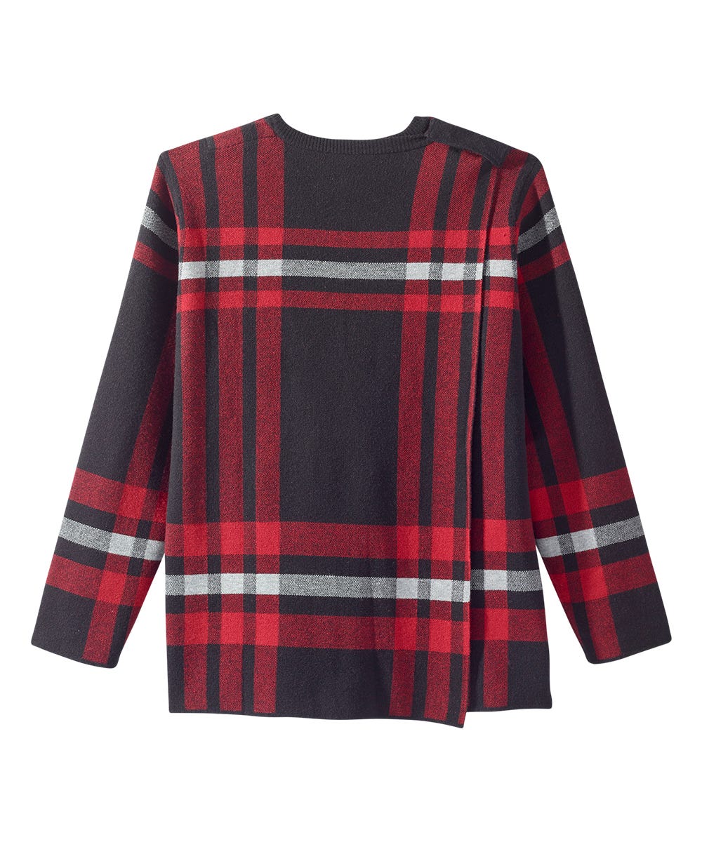 Women's Open Back Plaid Crew Neck Sweater - Silverts 11