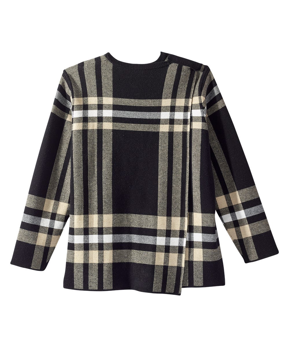 Women's Open Back Plaid Crew Neck Sweater - Silverts 21