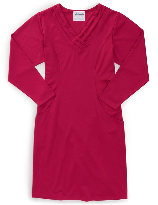 Women's Long-Sleeve Open Back Ponte Dress - Silverts 1