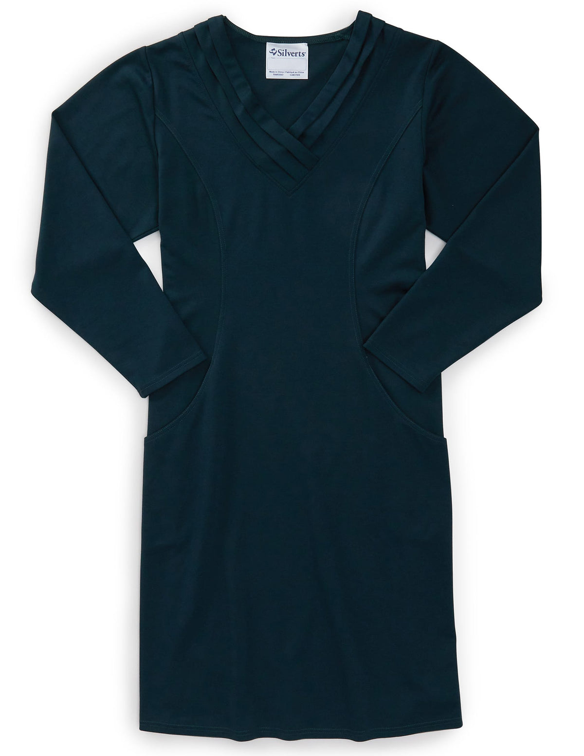 Women's Long-Sleeve Open Back Ponte Dress - Silverts 12