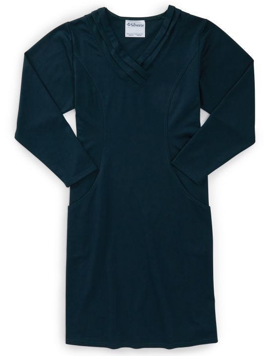 Women's Long-Sleeve Open Back Ponte Dress - Silverts 3