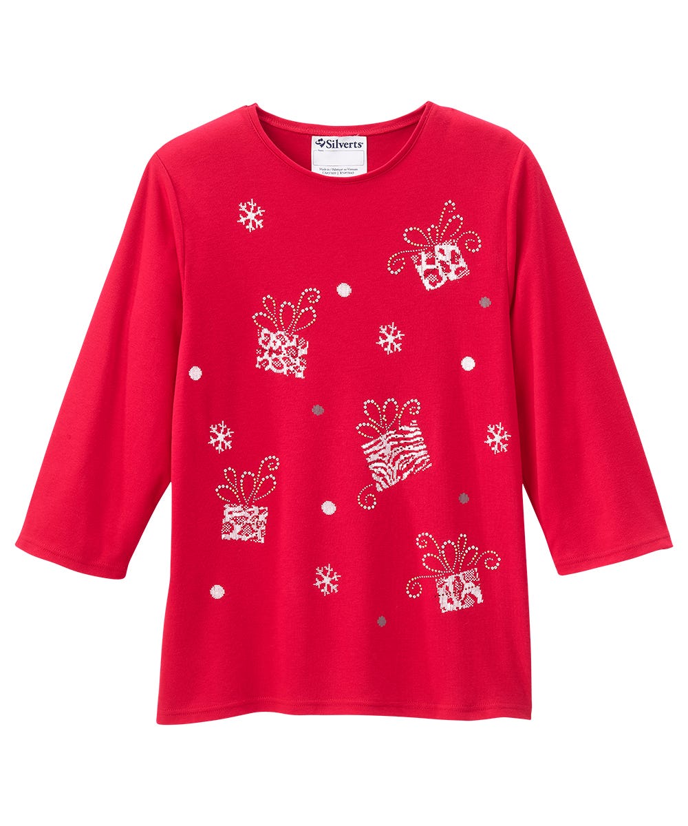 Women's Open Back Seasonal Print Top - Clearance - Silverts 13