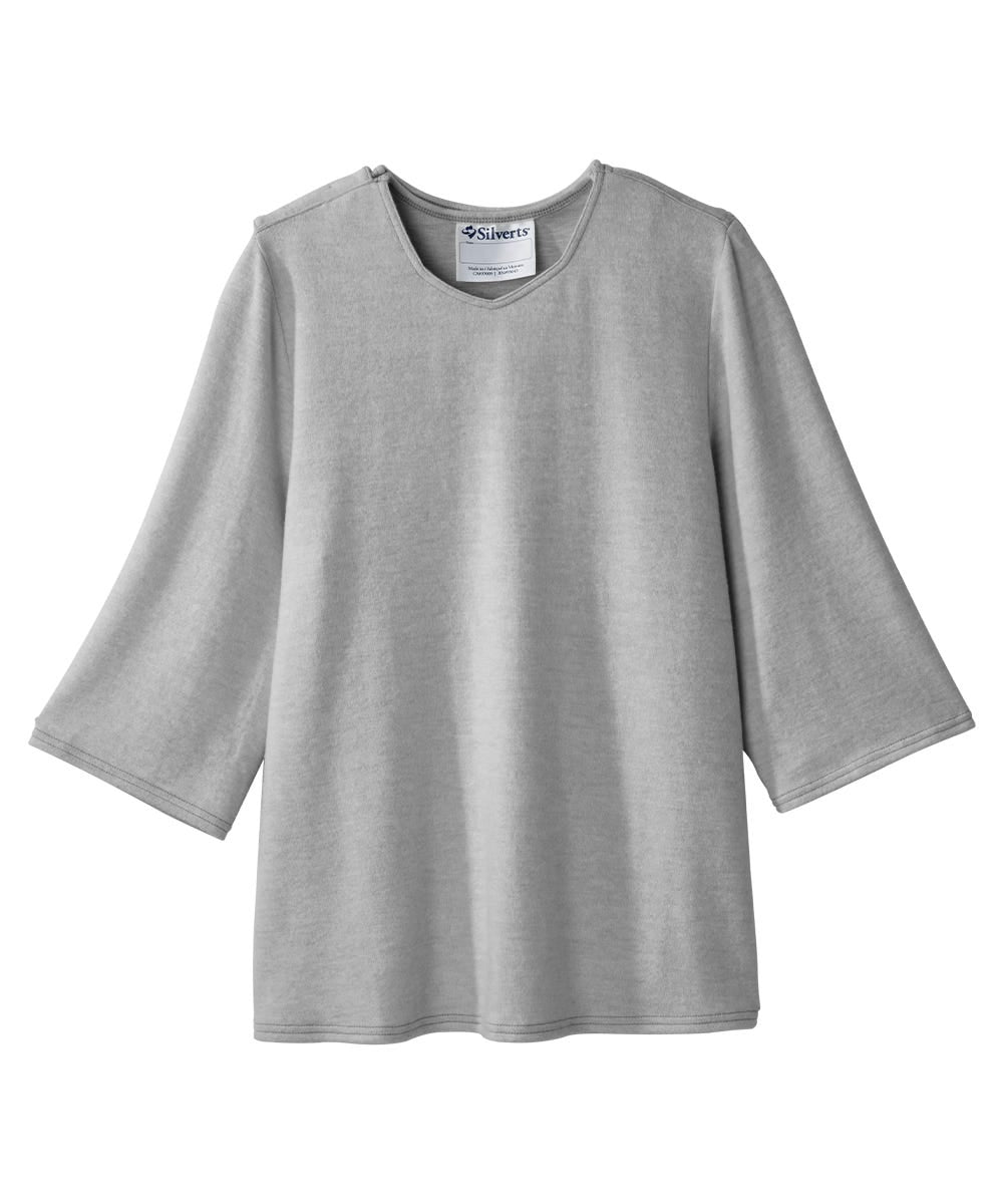 Women's Open Back 3/4 Sleeve Soft Knit Top - Silverts 8