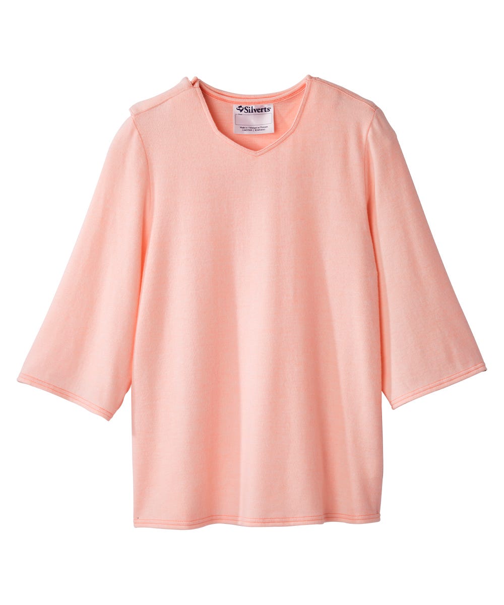 Women's Open Back 3/4 Sleeve Soft Knit Top - Silverts 5