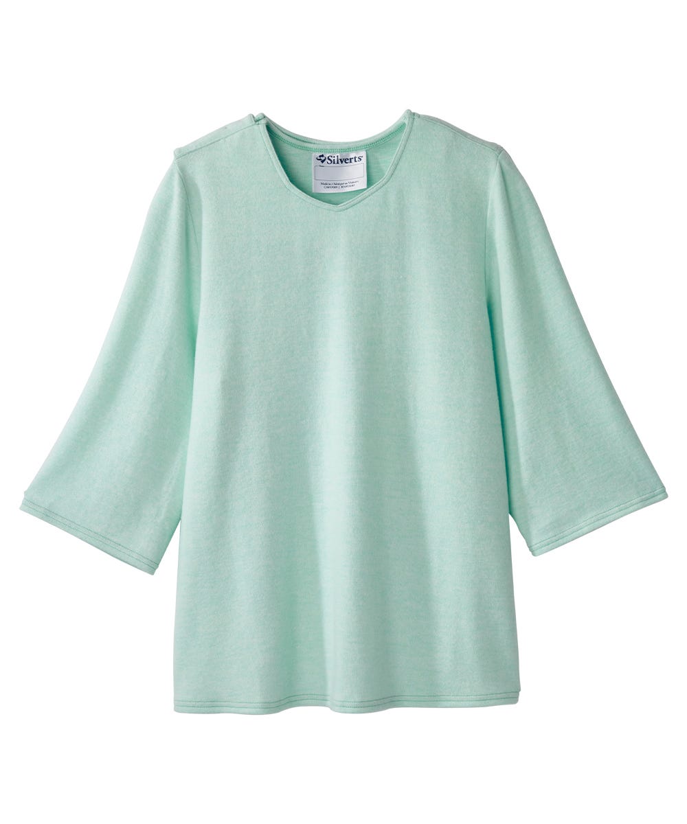 Women's Open Back 3/4 Sleeve Soft Knit Top - Silverts 11