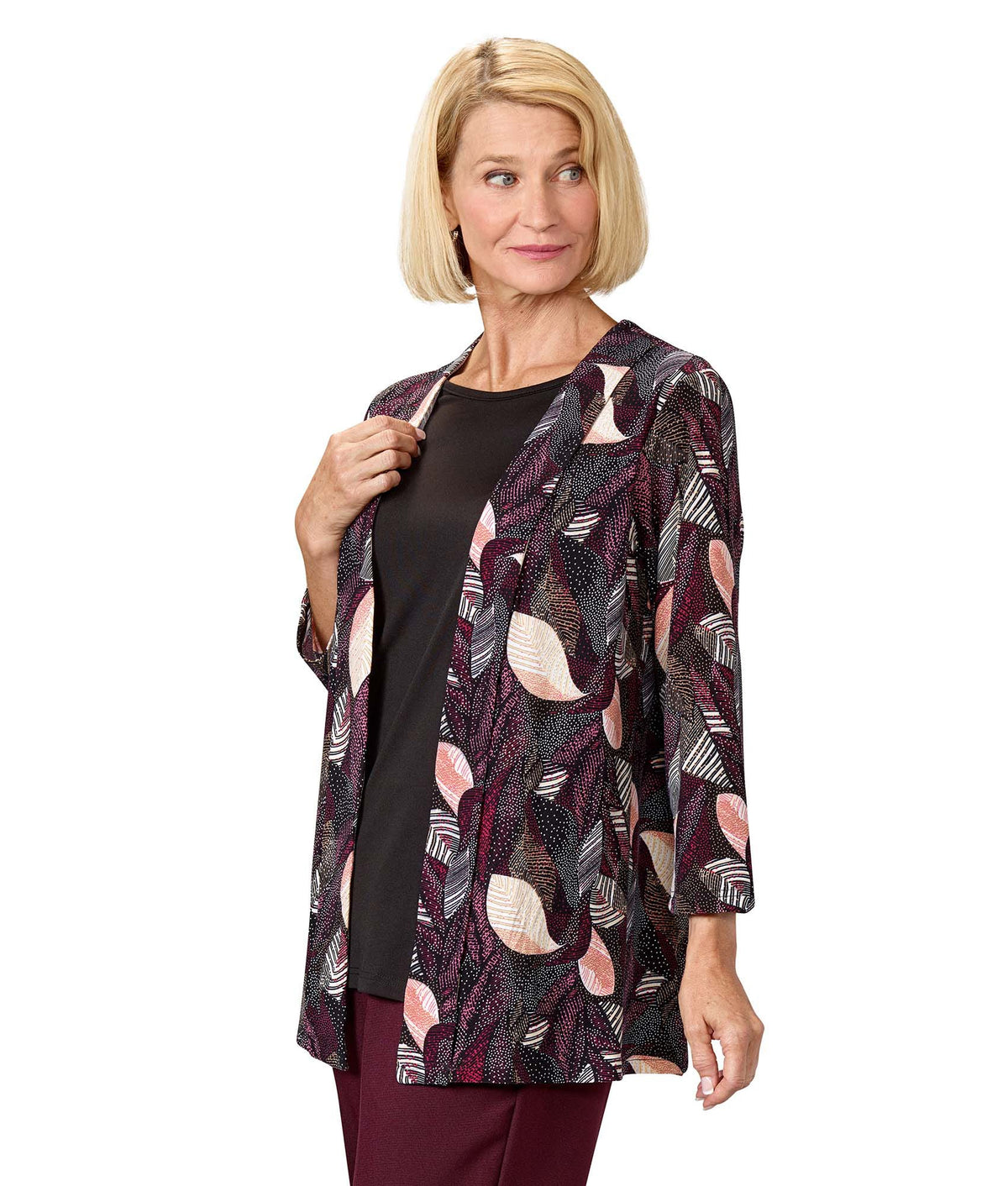 Women's Open Back 3/4 Sleeve Twofer Top - Silverts 7
