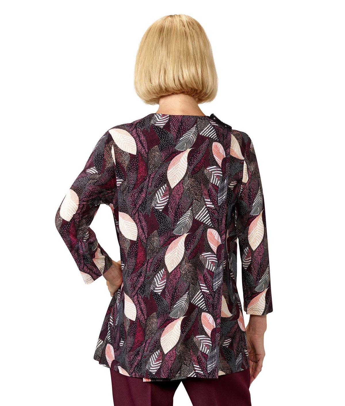 Women's Open Back 3/4 Sleeve Twofer Top - Silverts 8