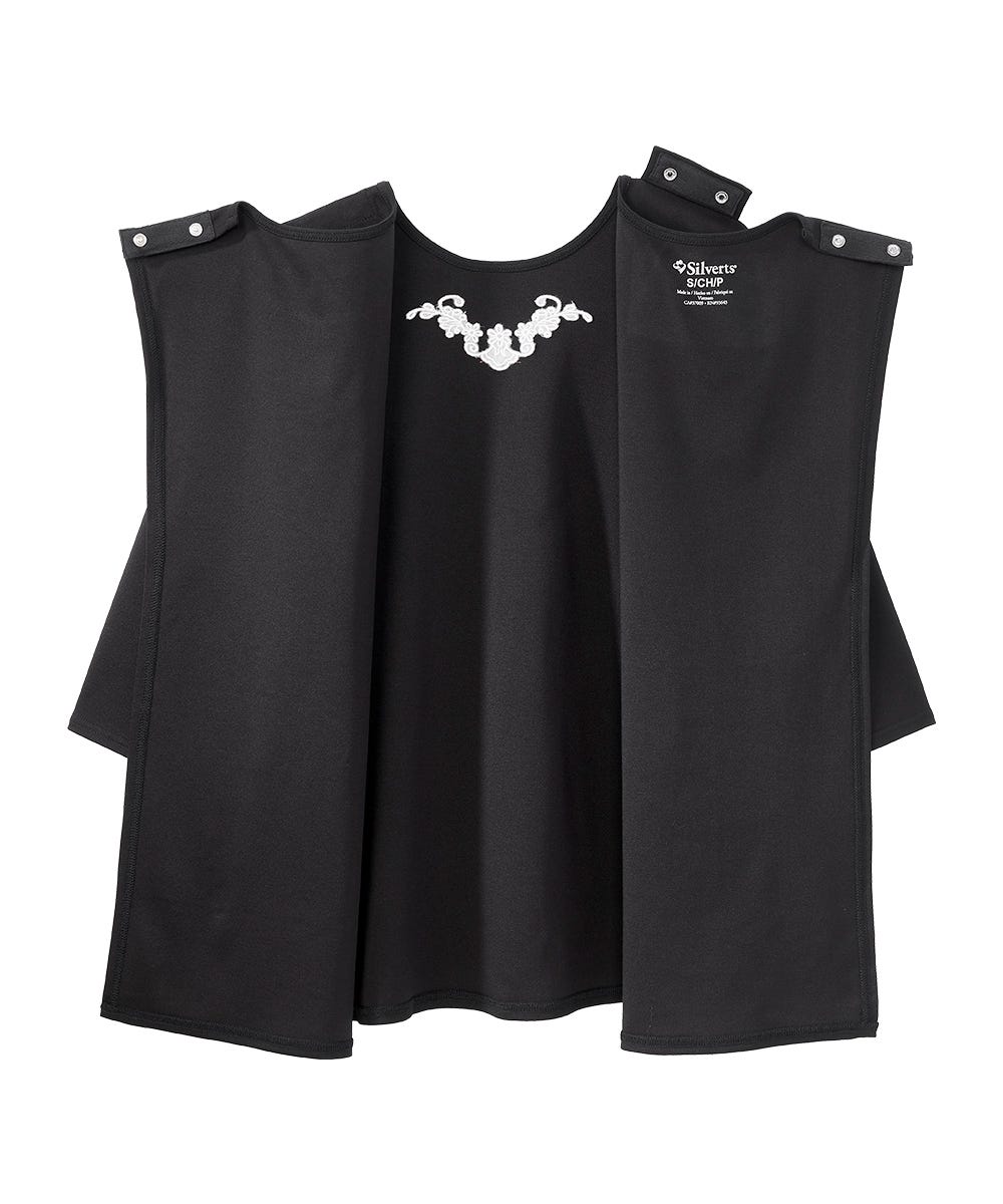 Women's Open Back 3/4 Length Sleeve Top with Embroidery - Silverts 13