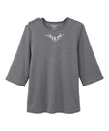 Women's Open Back 3/4 Length Sleeve Top with Embroidery - Silverts 19