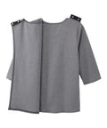 Women's Open Back 3/4 Length Sleeve Top with Embroidery - Silverts 20