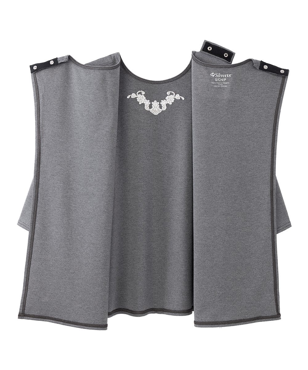 Women's Open Back 3/4 Length Sleeve Top with Embroidery - Silverts 21