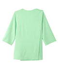 Women's Open Back 3/4 Length Sleeve Top with Embroidery - Silverts 27