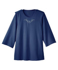 Women's Open Back 3/4 Length Sleeve Top with Embroidery - Silverts 32