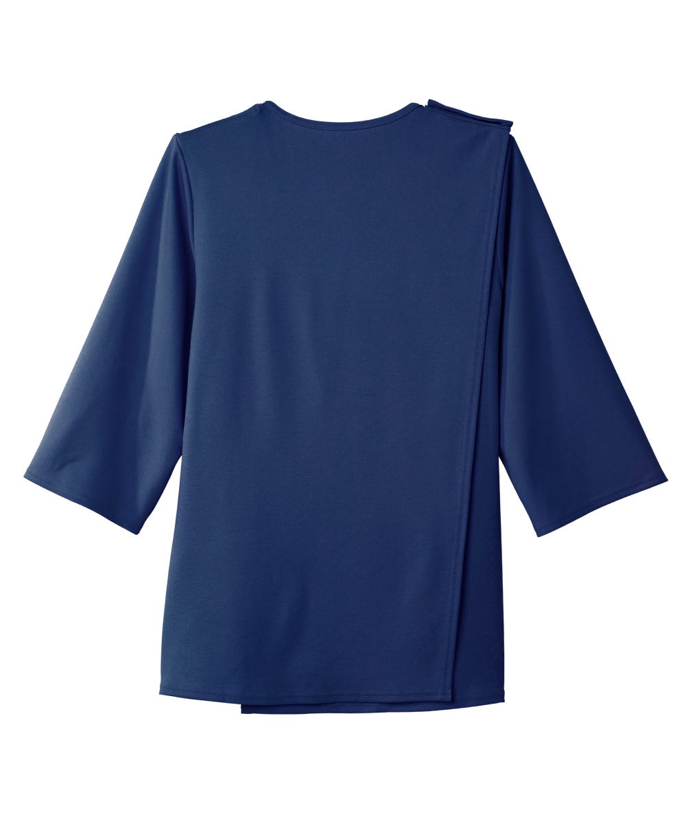 Women's Open Back 3/4 Length Sleeve Top with Embroidery - Silverts 33