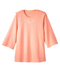 Women's Open Back 3/4 Length Sleeve Top with Embroidery - Silverts 35