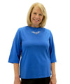 Women's Embroidered Adaptive 3/4 Sleeve Top - Clearance