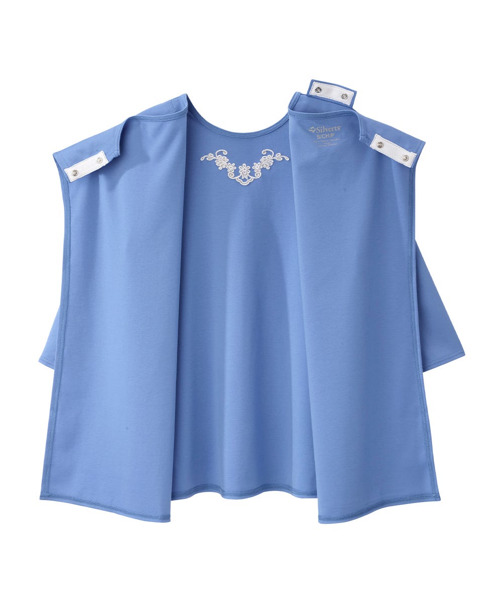 Women's Open Back 3/4 Length Sleeve Top with Embroidery - Silverts 58