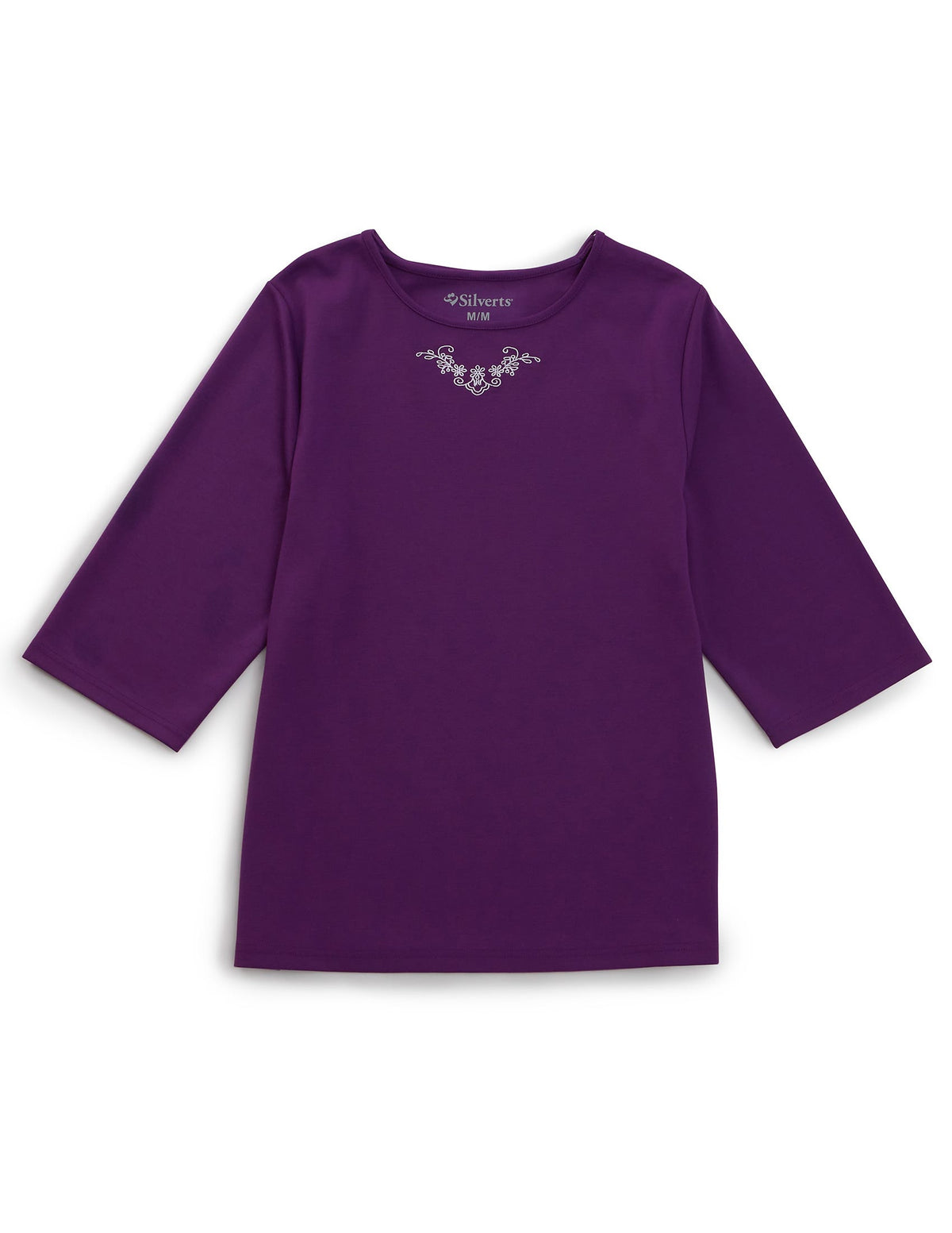 Women's Embroidered Adaptive 3/4 Sleeve Top - Clearance - Silverts 13