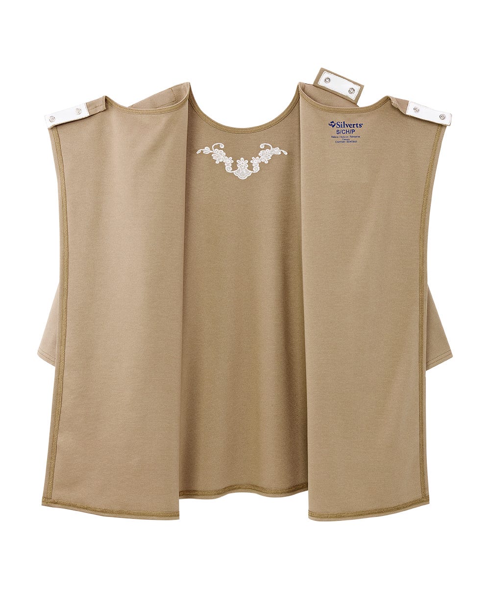 Women's Open Back 3/4 Length Sleeve Top with Embroidery - Silverts 41