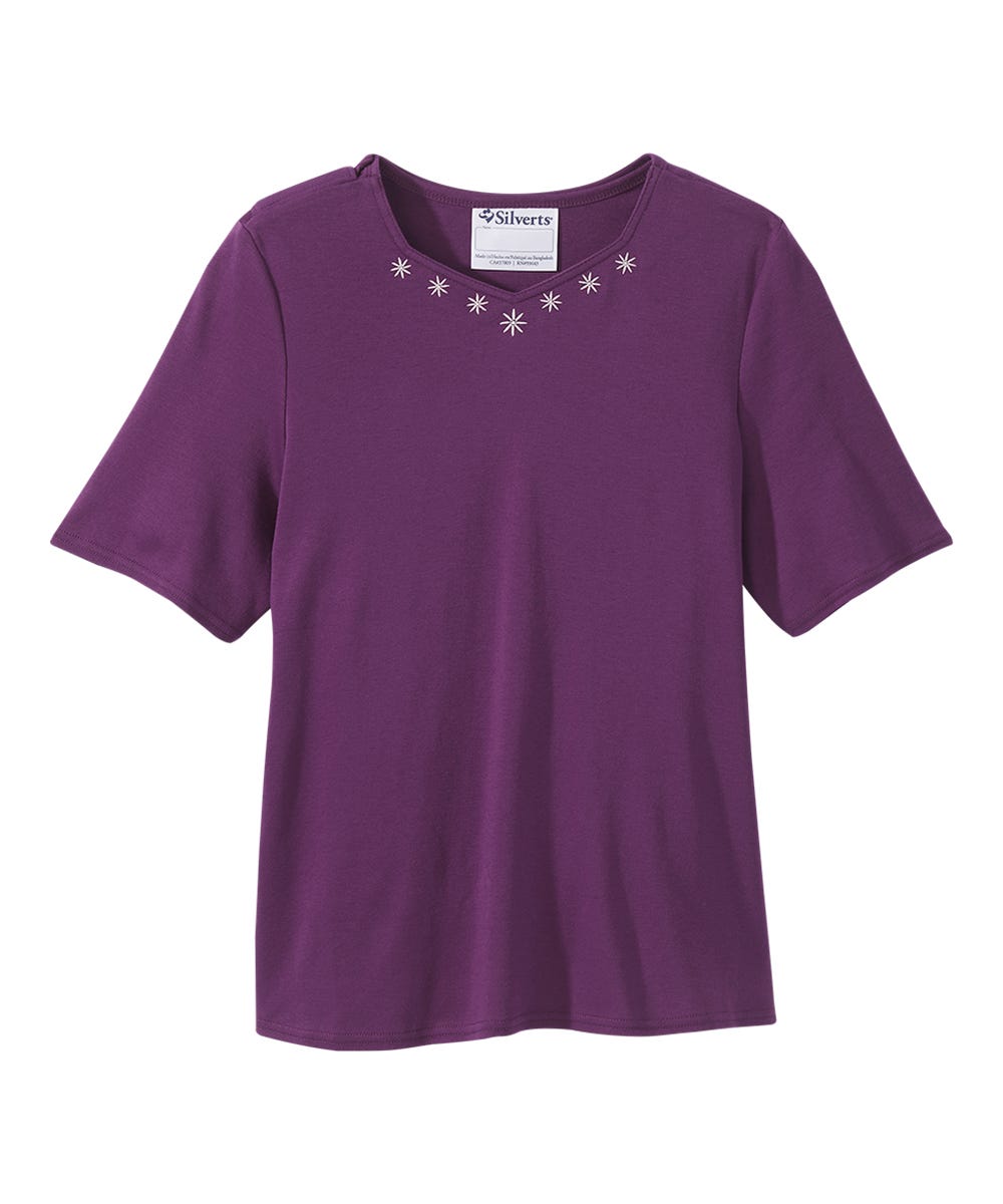 Women's Soft Embroidered Adaptive Top - Silverts 13