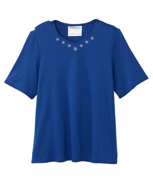 Women's Soft Embroidered Adaptive Top - Silverts 27