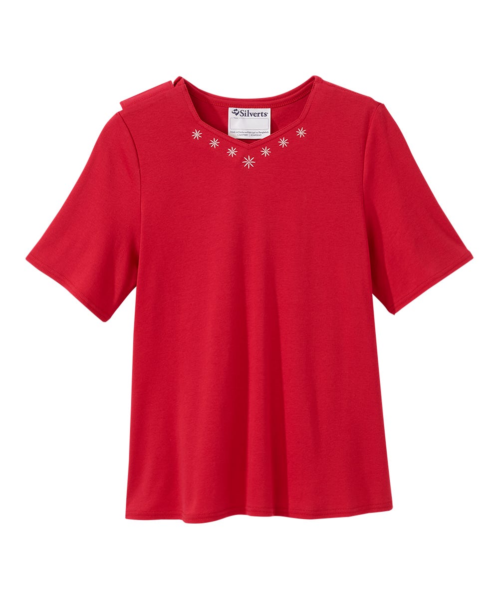 Women's Soft Embroidered Adaptive Top - Silverts 23