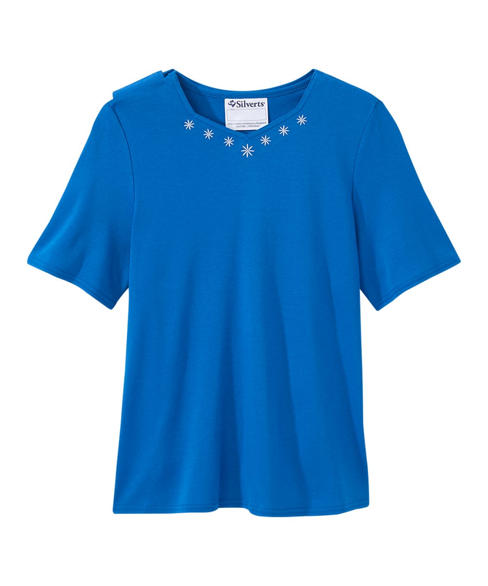 Women's Soft Embroidered Adaptive Top - Silverts 35