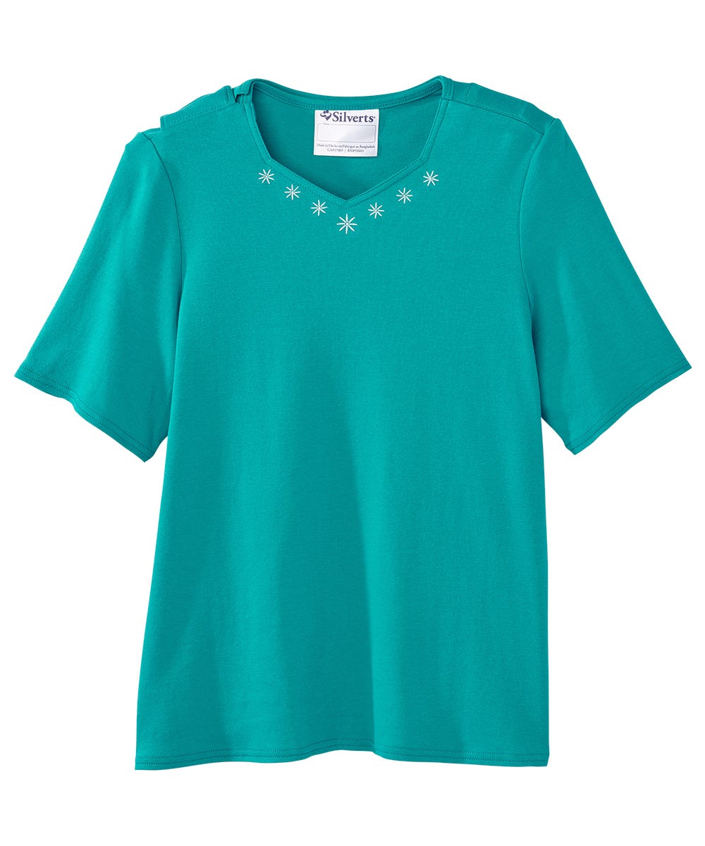 Women's Soft Embroidered Adaptive Top - Silverts 15