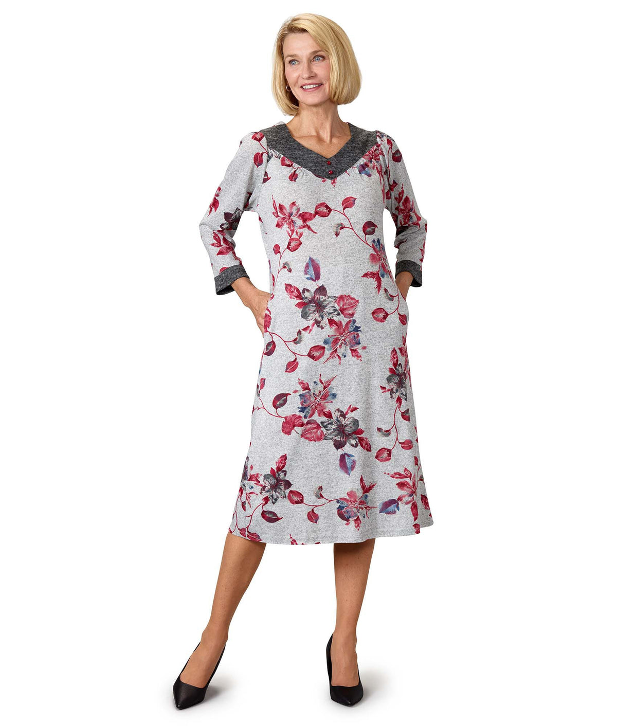 Women's Open Back Sweater Knit Dress Diamond Neckline - Clearance - Silverts 22