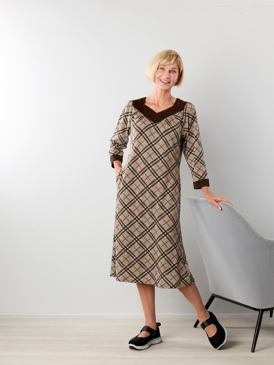 Women's Open Back Sweater Knit Dress with Diamond Neckline - Silverts 4