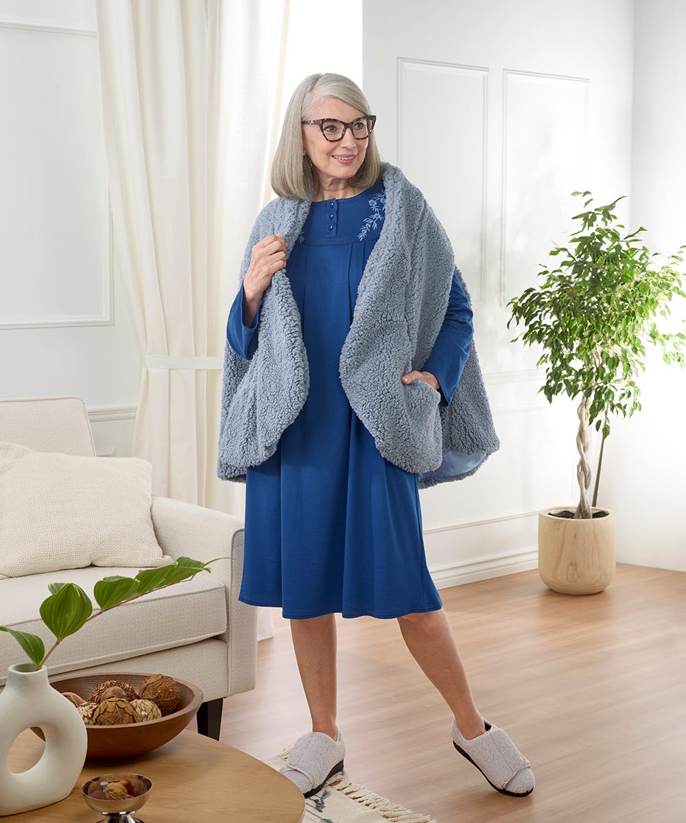 Women's No Peek Hospital & Home Care Long Sleeve Gown - Clearance