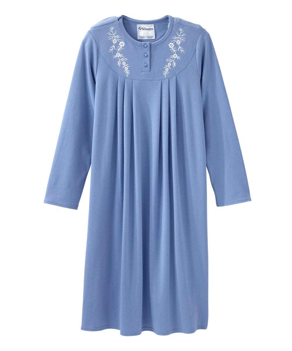 Women's No Peek Hospital & Home Care Long Sleeve Gown - Silverts 6