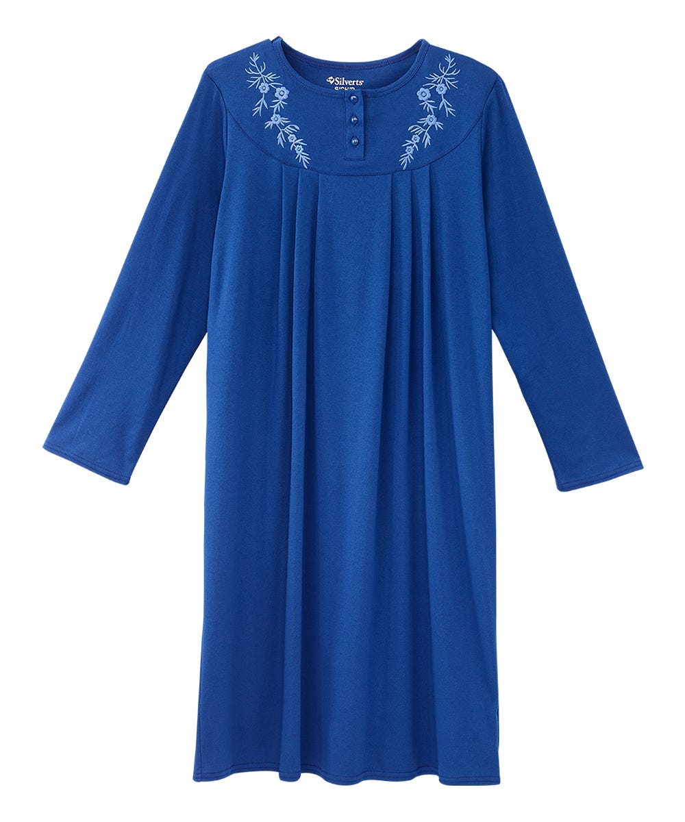 Women's No Peek Hospital & Home Care Long Sleeve Gown - Silverts 1