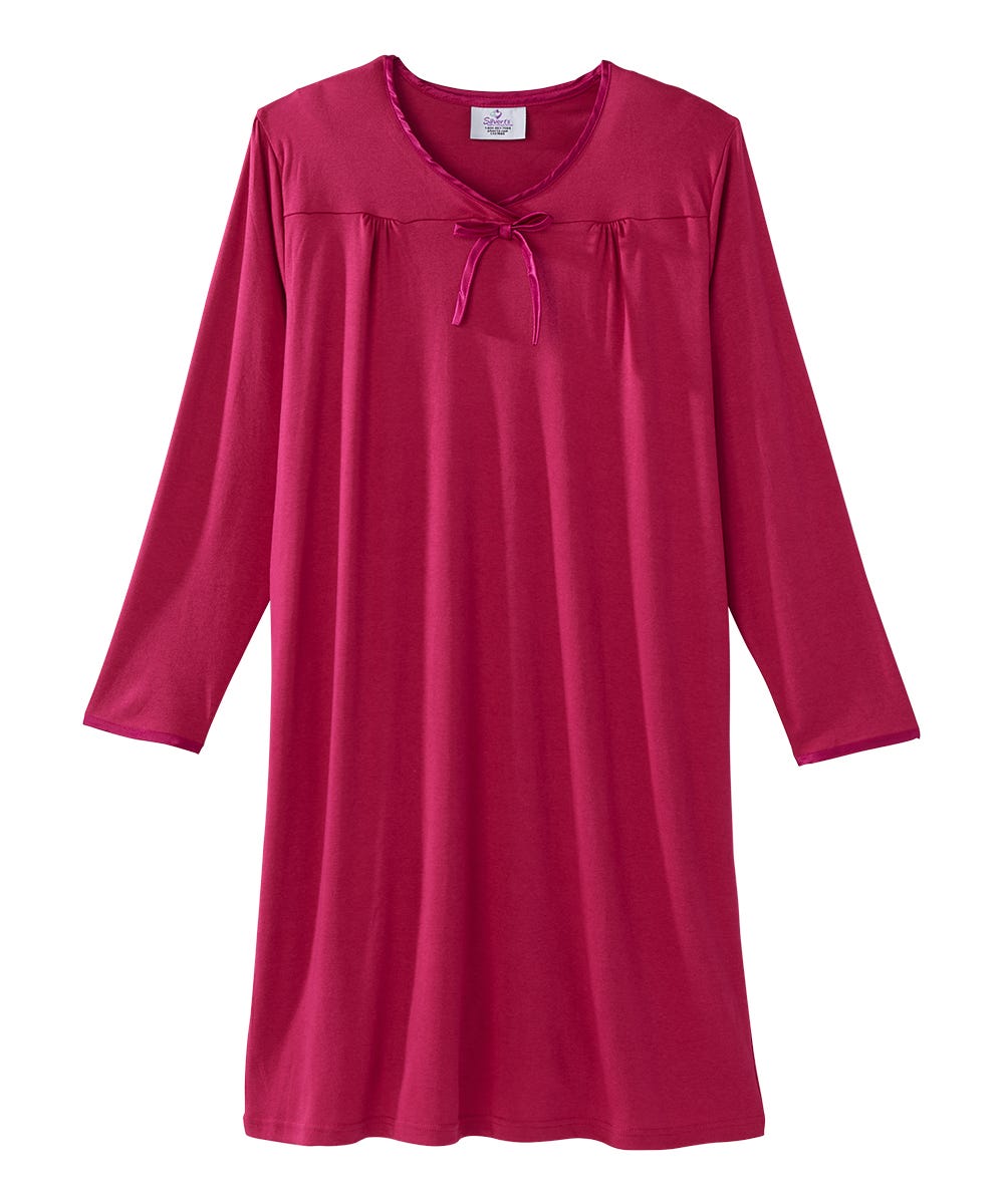 Women's Soft Bow Open Back Nightgown - Silverts 7