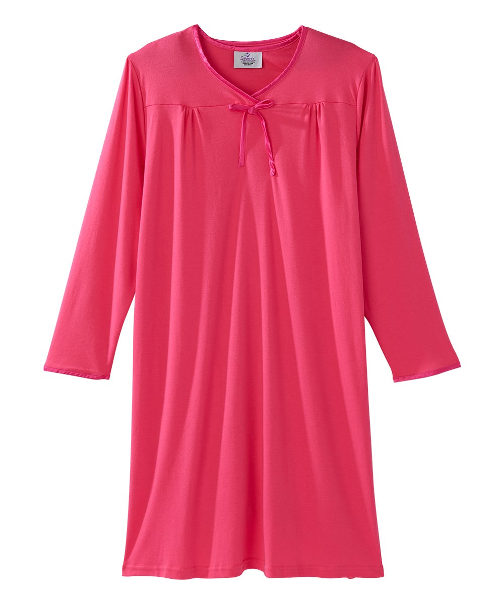 Women's Soft Bow Open Back Nightgown - Silverts 11