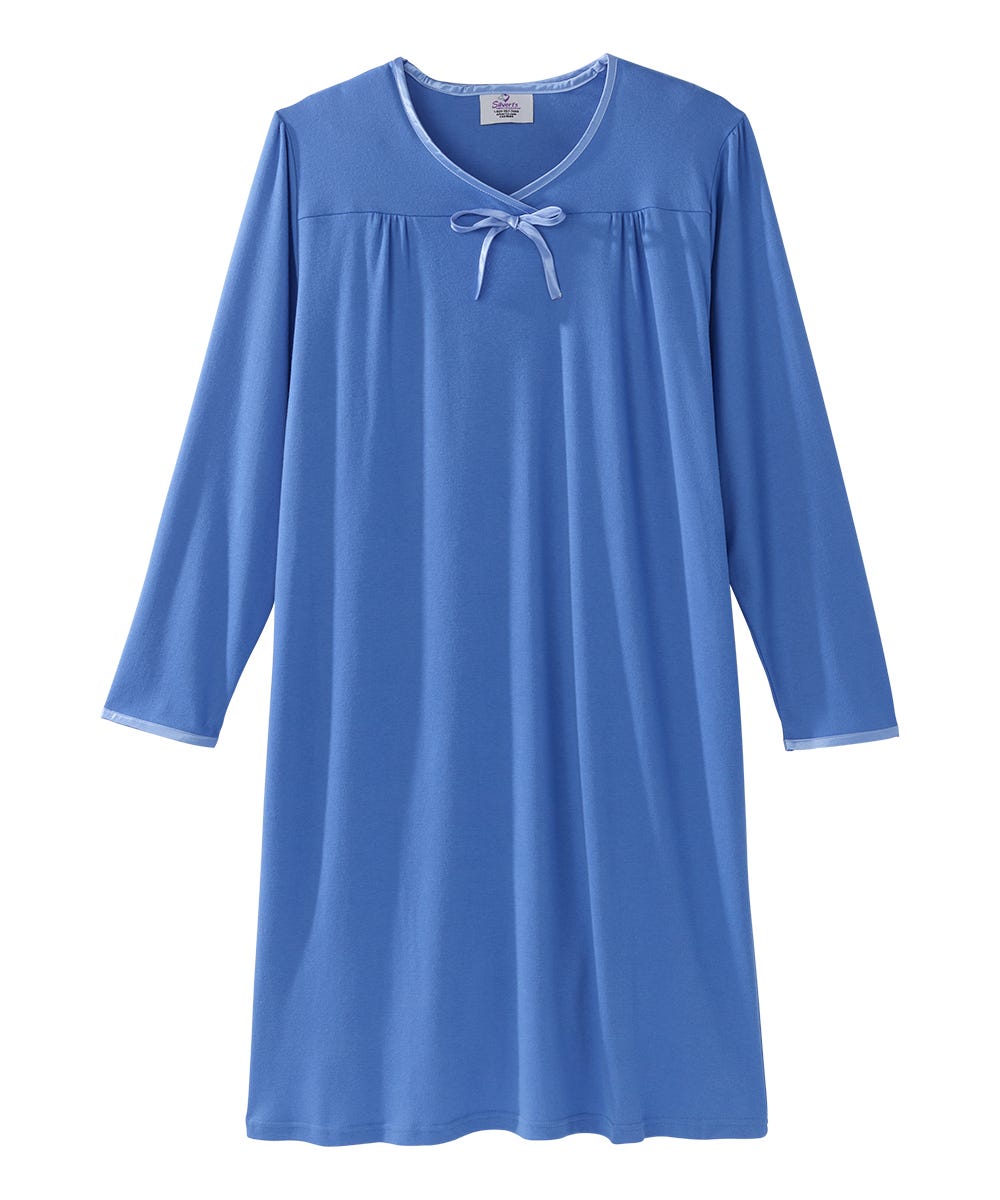 Women's Soft Bow Open Back Nightgown - Silverts 15