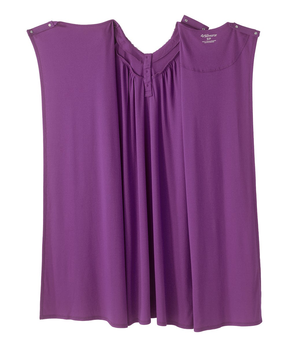 Women's No Peek Hospital & Home Care Gown with Lace Neckline - Silverts 9