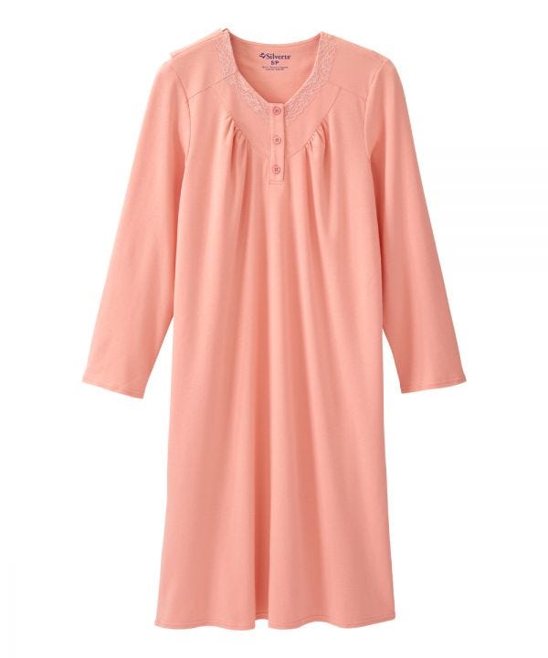 Women's No Peek Hospital & Home Care Gown with Lace Neckline - Silverts 14