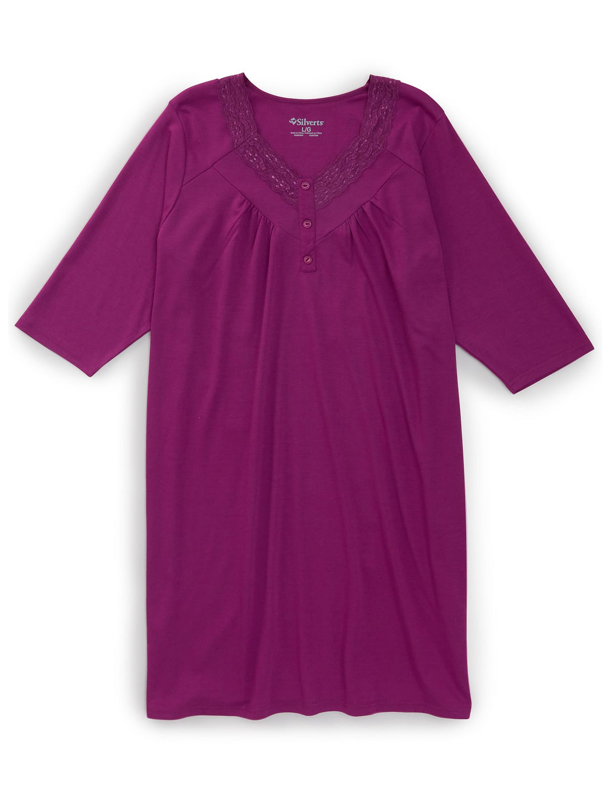 Women's No Peek Hospital & Home Care Gown with Lace Neckline - Silverts 36
