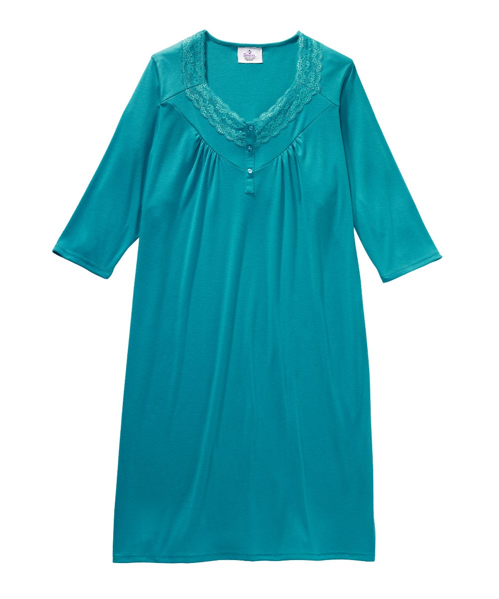 Women's No Peek Hospital & Home Care Gown with Lace Neckline - Silverts 38
