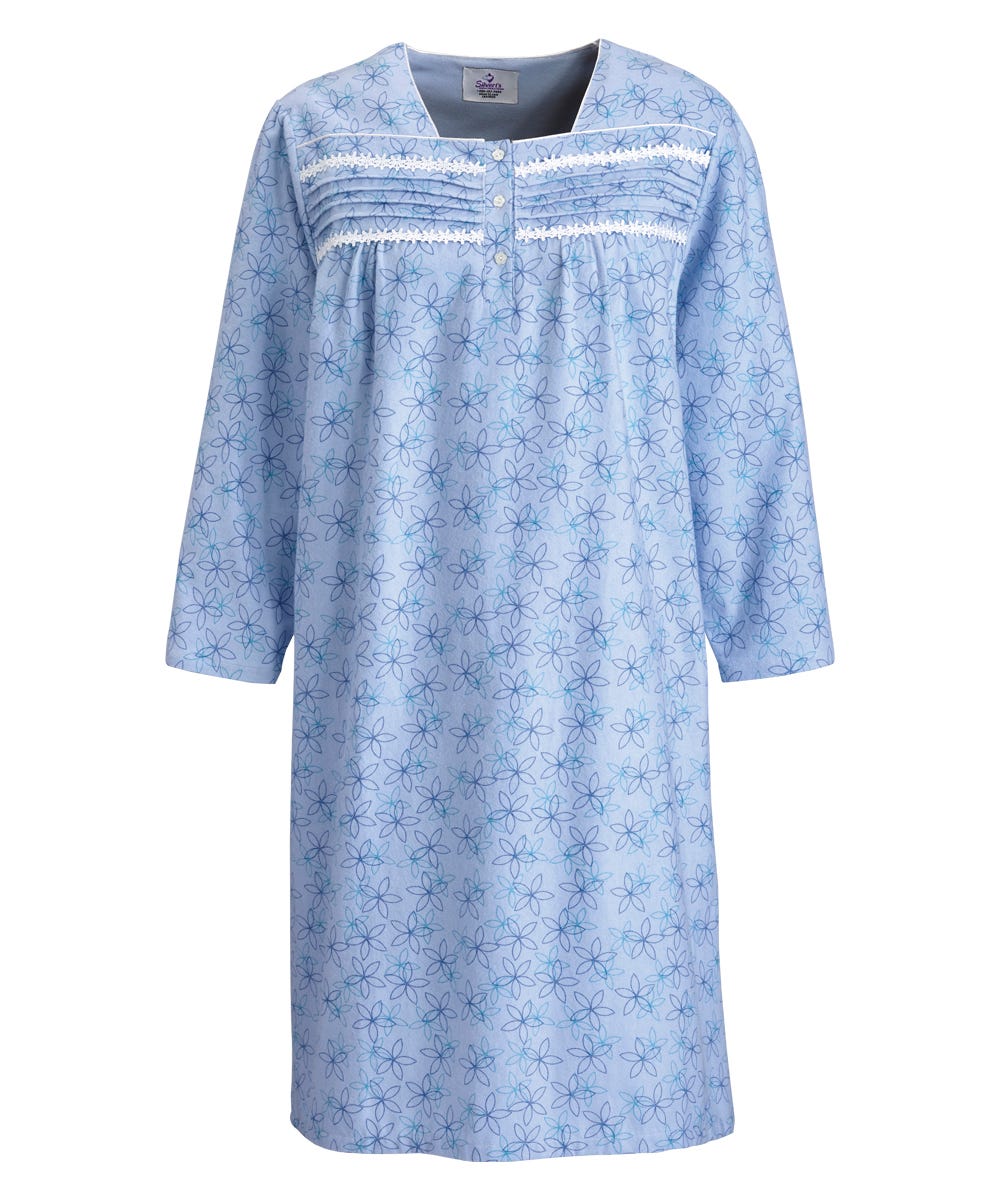 100% Cotton Flannel Hospital Gown with Snaps - Clearance - Silverts 8