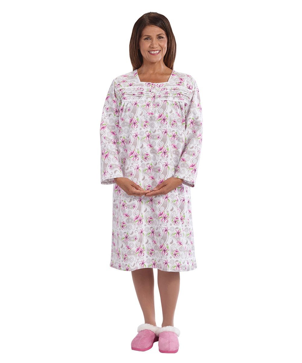 100% Cotton Flannel Hospital Gown with Snaps - Clearance - Silverts 5