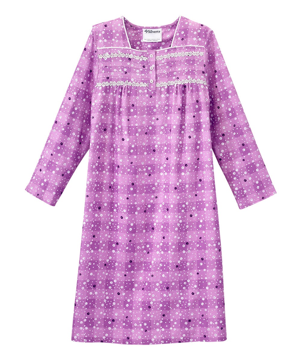 Women's No Peek Open Back Flannel Nightgown - Silverts 19