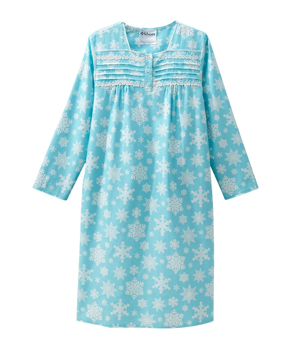 Women's No Peek Open Back Flannel Nightgown - Silverts 33