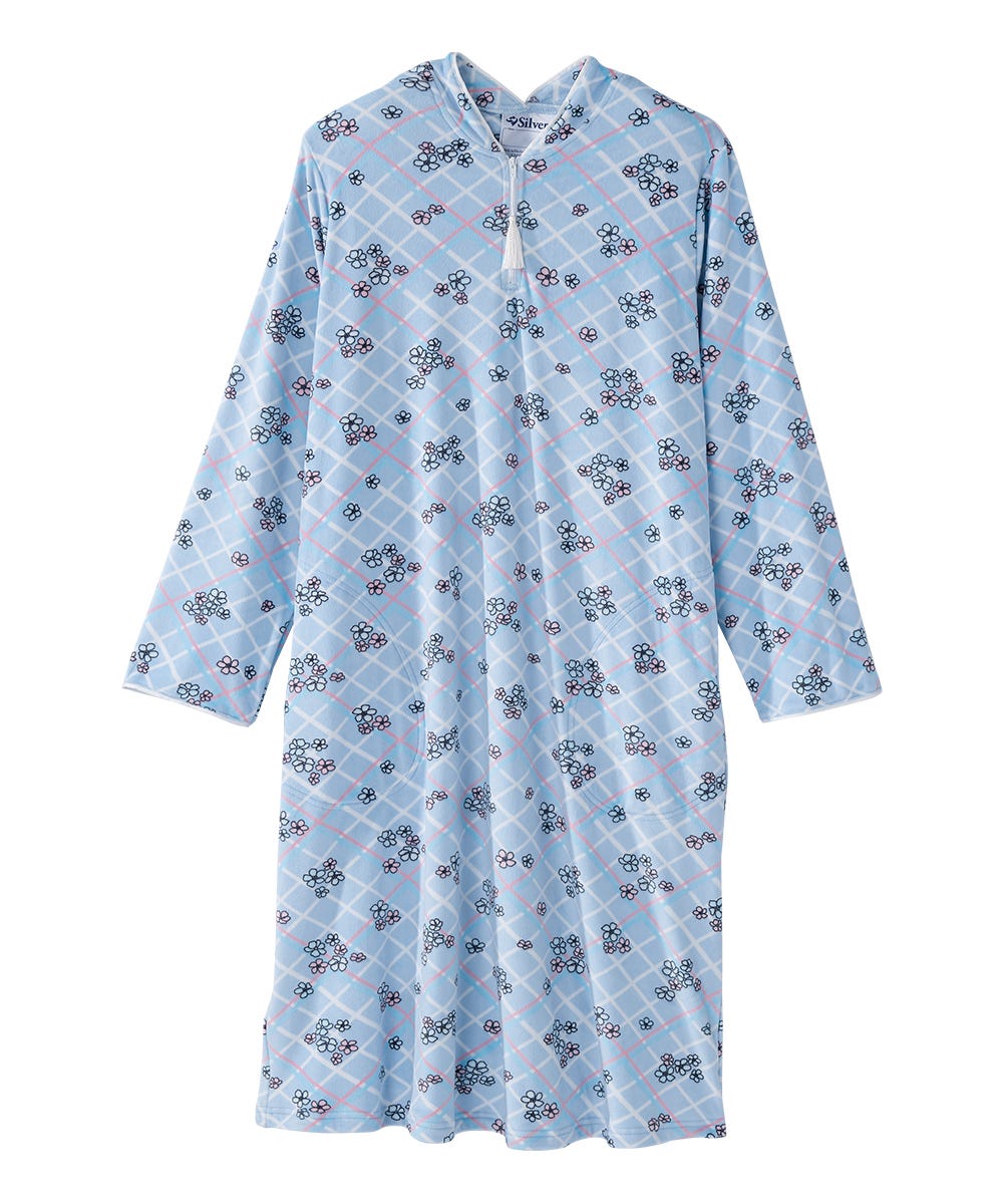 Women's Open Back Plush Nightgown with Zip Front - Silverts 11