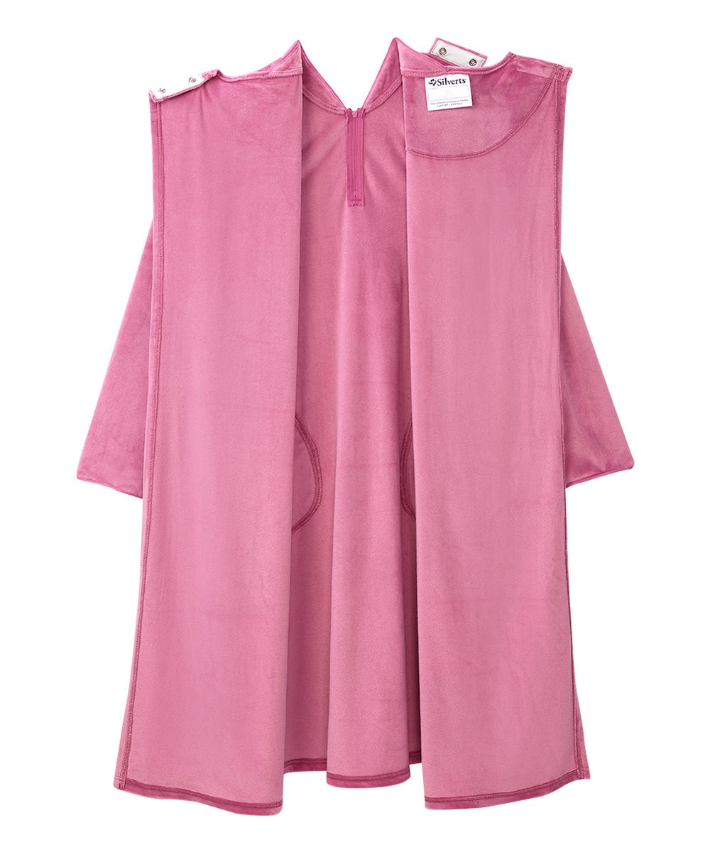 Women's Open Back Plush Nightgown with Zip Front - Silverts 18